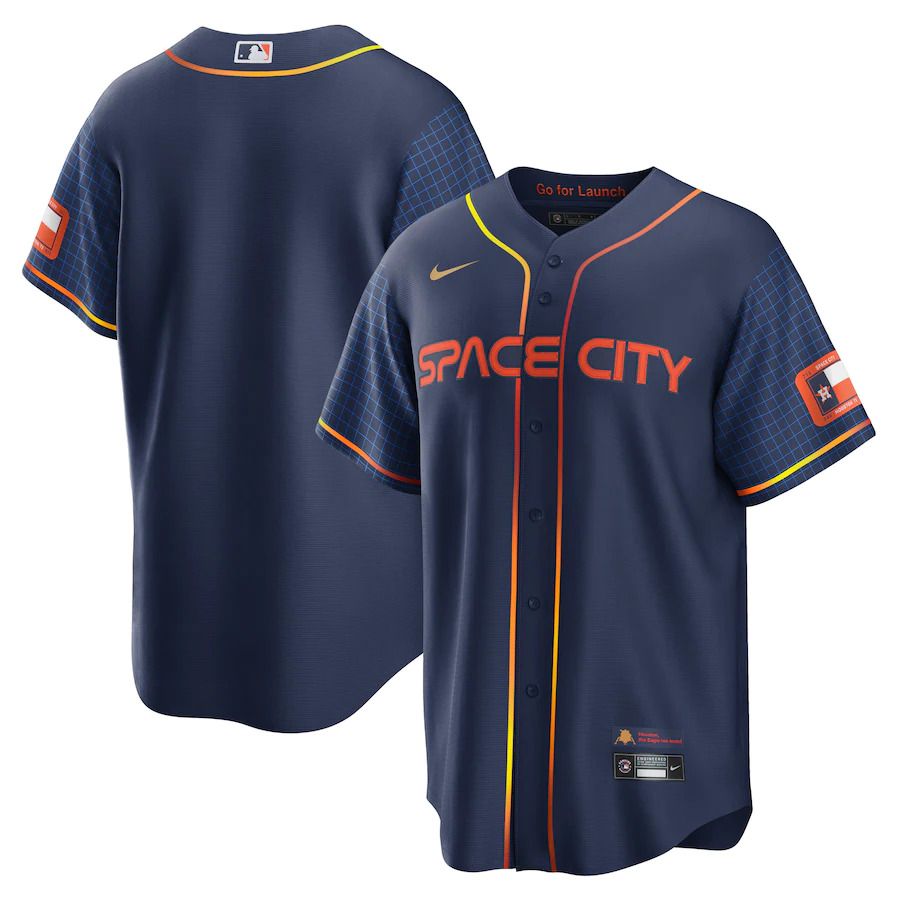 Custom Men Houston Astros Blank Nike Navy 2022 City Connect Replica MLB Jersey